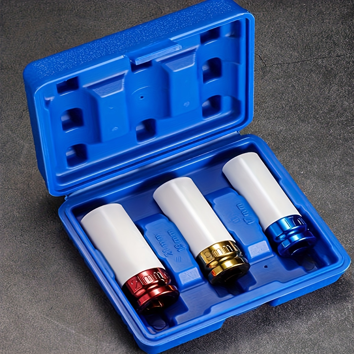 

7pcs/5pcs/4pcs/3pcs 1/2" Socket, Thin Wall Socket Set, Plastic Sleeve Socket, 6 Point, Metric, Color-, 17mm, 19mm, 21mm, 22mm, 23mm, 24mm,27mm