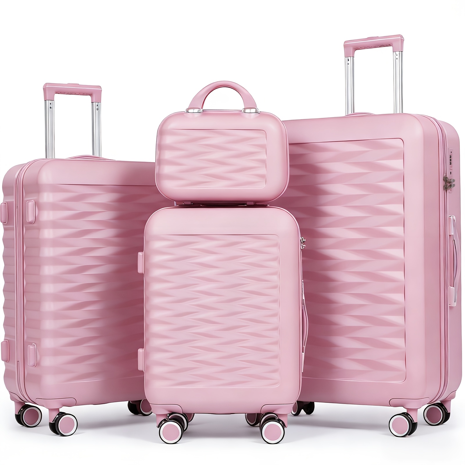 4pcs Small Cabin Luggage Set - 20'' + 24'' + 28'', Includes -inch Cabin Case And A Cosmetic Case, Lightweight Abs + Pc Suitcase With Spinner Wheels.