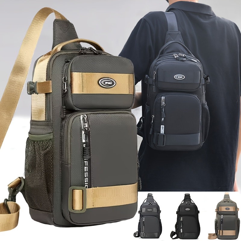 

Lightweight Nylon Backpack - Stylish Black & Gray With Golden Accents, Adjustable Straps, Multiple Compartments For Daily & Casual Use