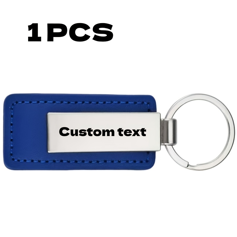 TEMU 1/10pcs- Laser Engraved Pu Keychain With Stainless Steel Id Card - Customizable Name And Phone Number Men's Keychain Father's Day Car Motorcycle