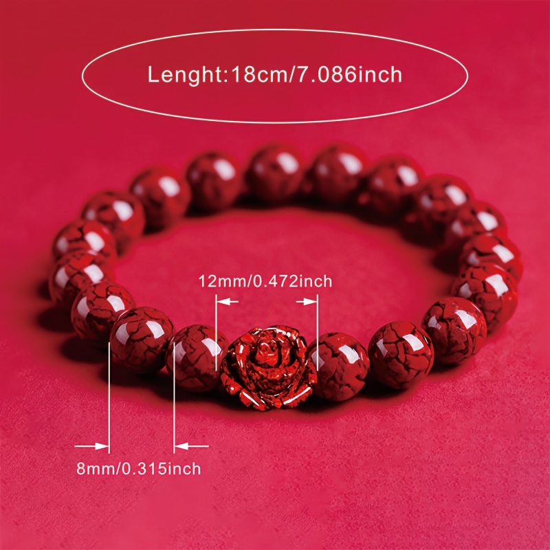 Cinnabar Round Beads & Rose Quartz Sand Hand String Bracelet