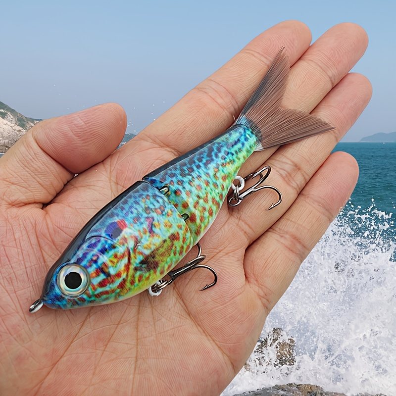 TEMU Lure Made Of Abs Material With 2-section , Plastic Wire And Feather Tail, Slow-sinking Hard Bait With Built-in Beads For Attracting Fish,