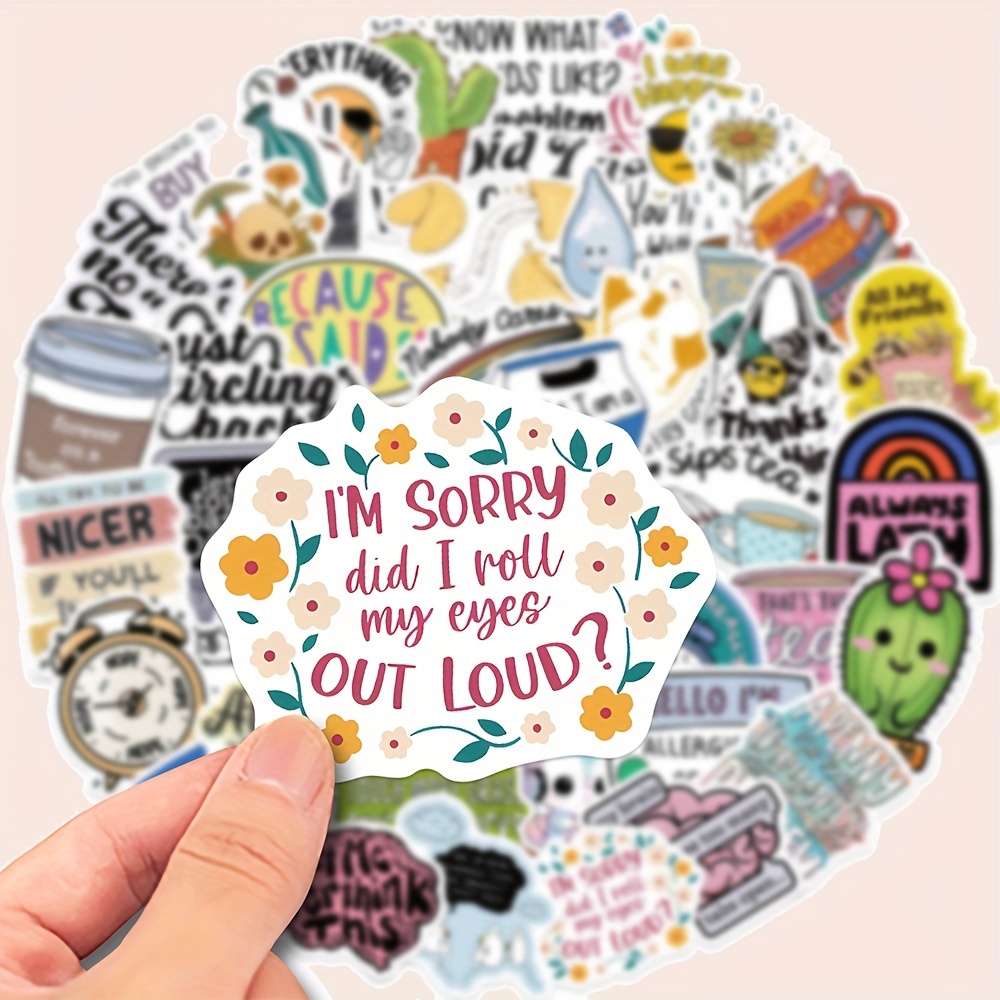 

50pcs Sarcastic & Humorous Waterproof Vinyl Stickers - Perfect For Laptops, Phones, Water Bottles, Helmets, Guitars & Suitcases