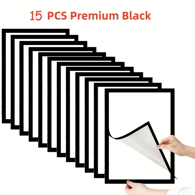 TEMU 15pcs A4 Size Photo Frame Set - Magnetic Wall-mounted Frames, Front-opening Design, Transparent Display For Artwork, Graffiti, Certificates,