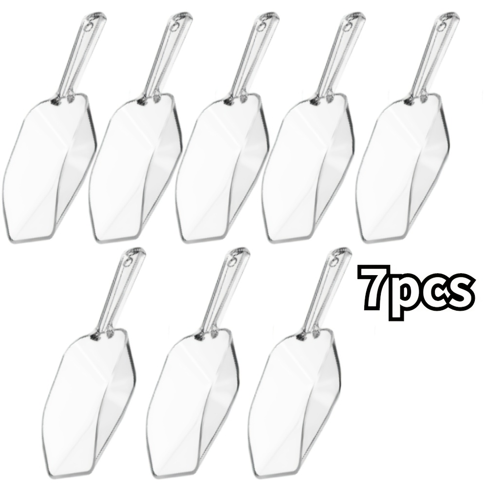 TEMU Ensemble de 7 cuillères en plastique transparent pour collations de cuisine et aliments . Faciles et pratiques avec des poignées antidérapantes.