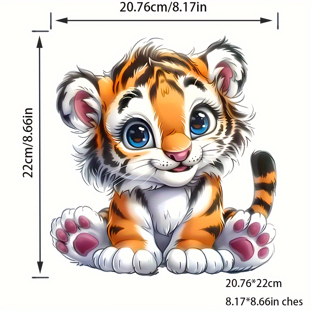 Cute Tiger, Thermally Vinyl, Fashionable, Patch Stickers For Men And Women, Thermally Stickers, Washable T-shirts, Jeans, Jackets, Backpacks, Clothes, Hats, Make Your Outfits More Colorful