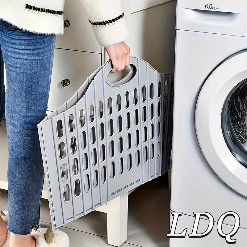 

Collapsible Shop Laundry Basket: Maximize Your Space With Portable Washing Tub In Grey, Pink, White, Or Blue!