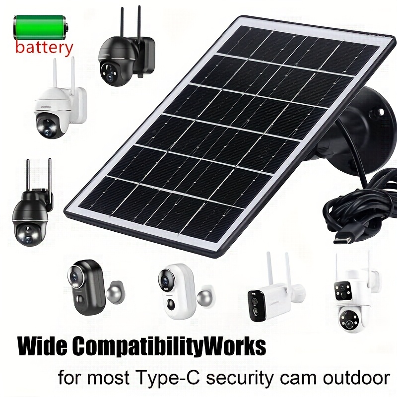 5w solar panel with 5200mah built-in battery - portable solar charging station, usb-c/usb-a fast charging, 5v outdoor power bank for security cameras, doorbells, lights, phones, fans, emergency backup power - compact & lightweight design with 360° mounting, compatible with micro usb/type- , ideal for camping, hiking, and emergency use, solar-powered with voltage regulator icc Product details 3