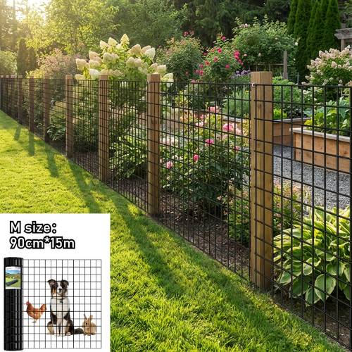 black heavy duty welded wire mesh roll black metal fence pet fence netting 16 gauge 2x3 24inx50ft 36inx50ft 48inx50ft pvc coated hardware cloth rust resistant fencing for garden yard chicken coop pet enclosure plant protection baby care