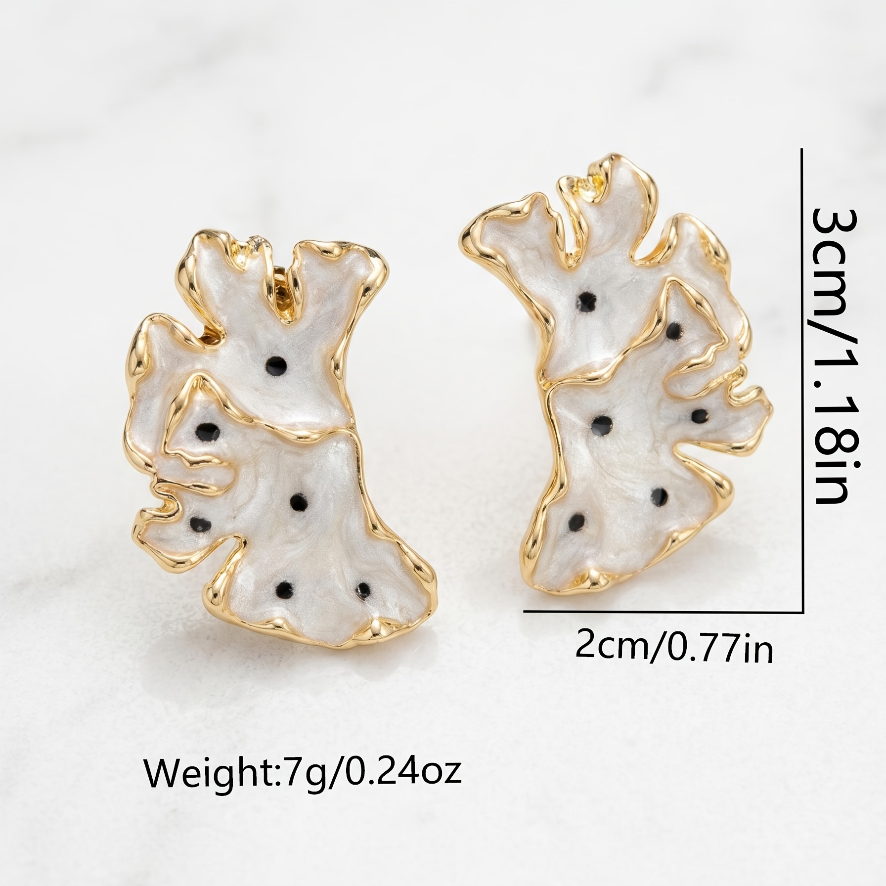 Women's Vintage Bohemian Petal Stud Earrings, Blush Polka Dot