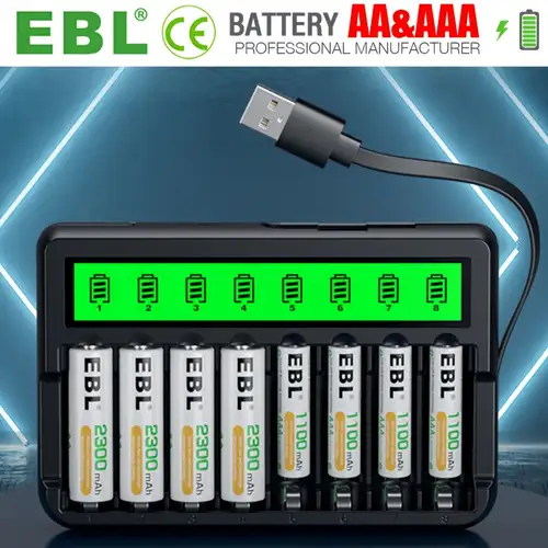 PUJIMAX Rechargeable AA Lithium Batteries – 1.5V, 3400mWh, With Integrated Charger Box