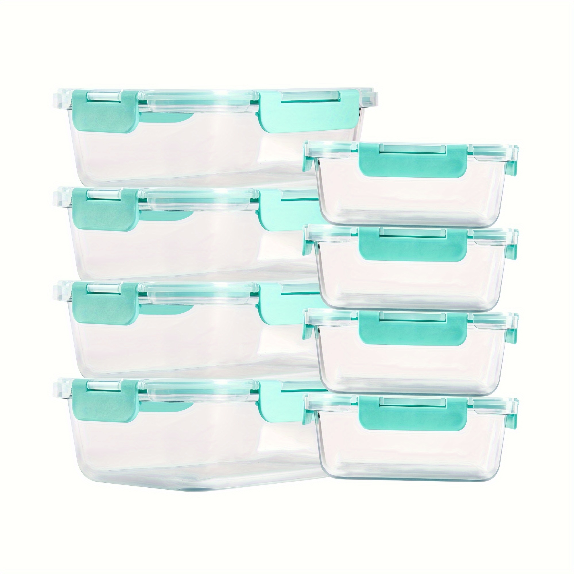 

16pcs (8 Lids+8 ) High Borosilicate Glass Meal Prep Containers, Removable Silicone Strip, Sealed, Stackable, Suitable For Home, Kitchen, Refrigerator Storage, Work Use