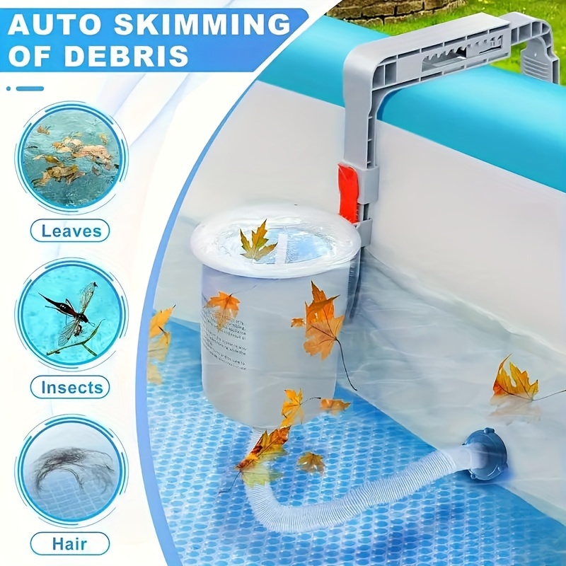 

Easy-install Wall-mounted Pool Skimmer With Detachable Basket & 3 Socks - Auto Surface Cleaner For Crystal Clear Water, Essential Pool Maintenance Accessory