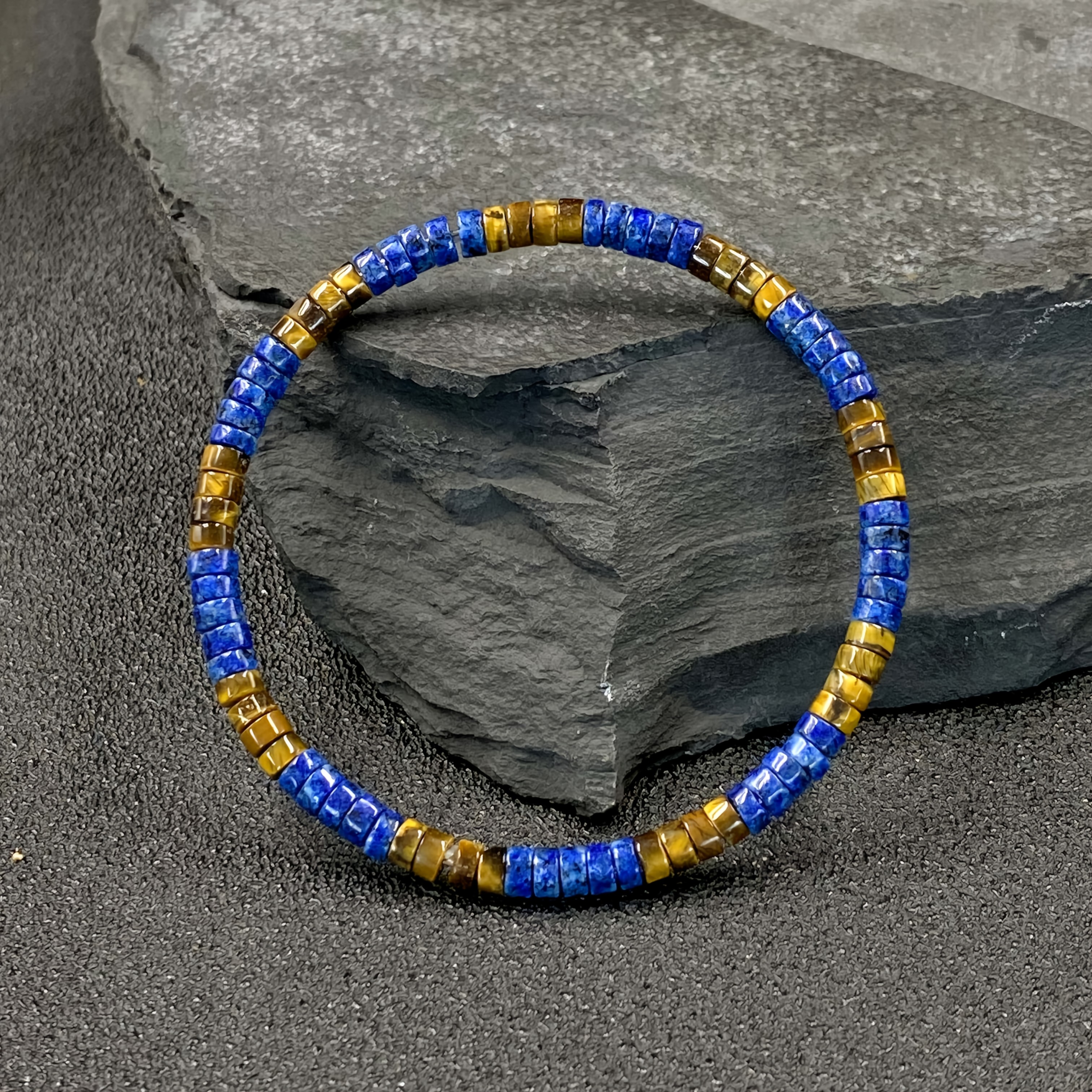 TEMU 1pc Natural Tiger Eye Stone 2x4cm Bracelet, Wealth And Wisdom Bracelet, Easy And Versatile , Niche Design Jewelry, Gift For Boyfriend And