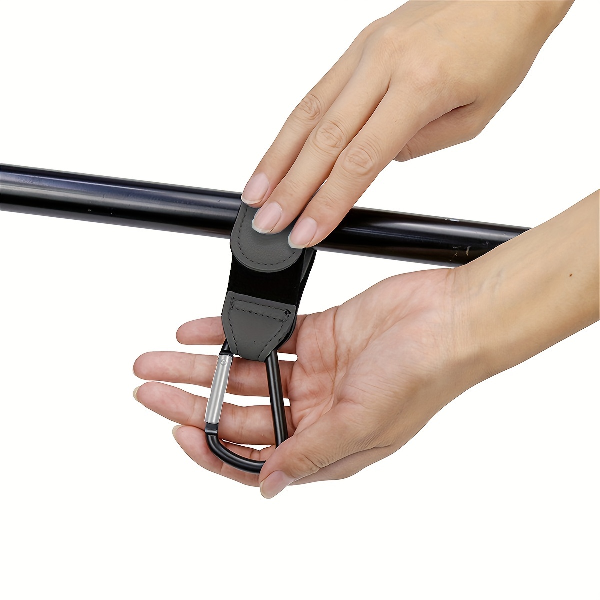 2pcs PU Faux Leather Stroller Hooks, Portable Stroller Hanging Bag Hooks, Stroller Hanging Buckles