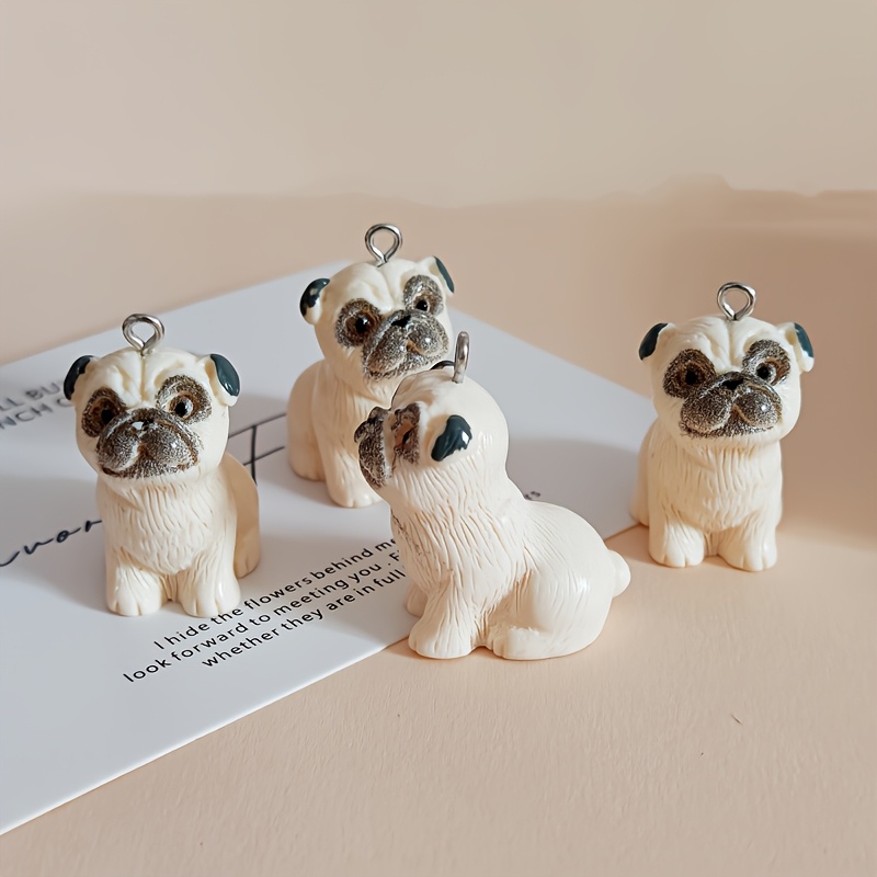 TEMU 4pcs Bulldog Charms Suitable For Diy Crafts - Resin Bulldog Pendants With Series, Cute For, Zipper Pulls, Scrapbooking Accessories, Non- Making