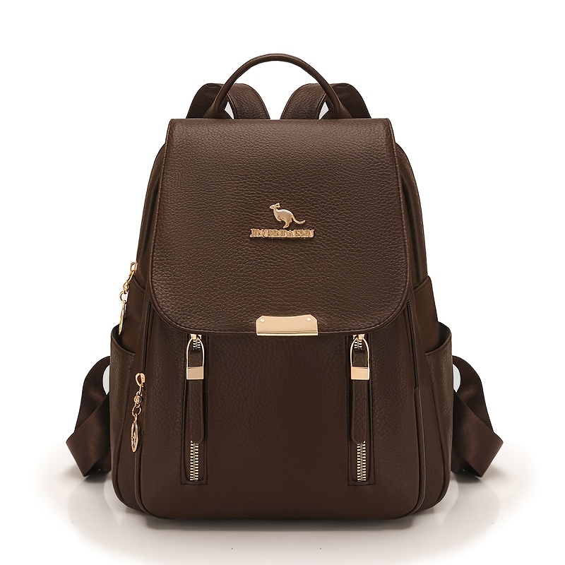 TEMU Solid Color Simple And Versatile Fashionable Women's Backpack, Large Capacity Lightweight Outdoor Travel Bag, Commuter Backpack