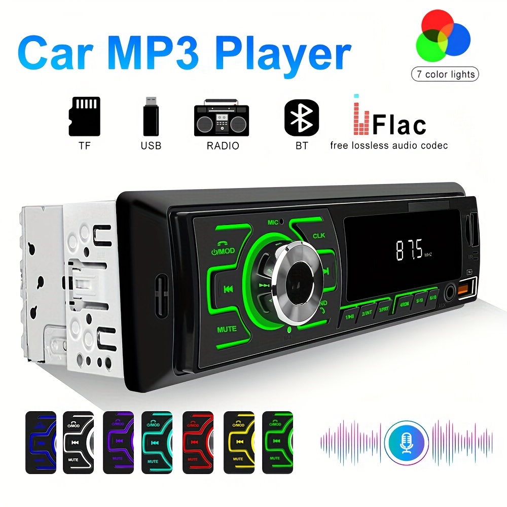 1din in dash fm car radio stereo digital audio music stereo car player radio mp3 player support rca usb sd aux in with colorful backlight without battery