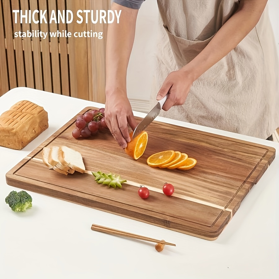 

1pc - Premium Wood Cutting Board - Kitchen Tray, Ideal For Food Preparation And Serving, For Holidays, Sea Buckthorn Wood Tray