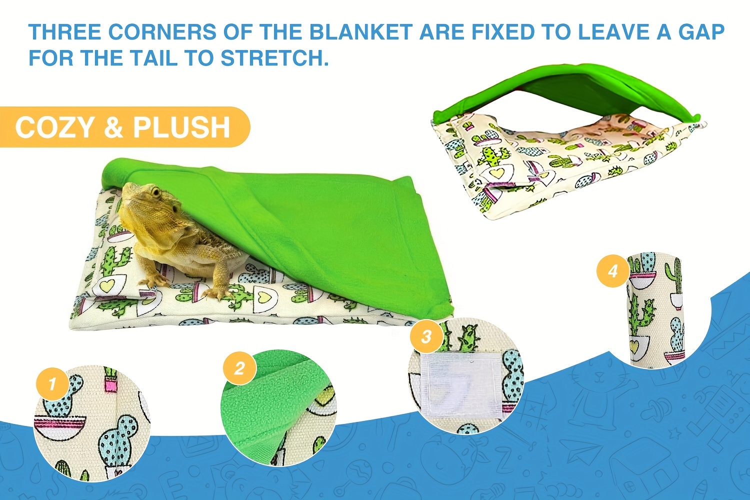 Sleeping Bag Set for Reptiles, Including a Pillow And Blanket, Designed for Bearded Dragons And Suitable for Guinea Pigs, Rats, And Hamsters