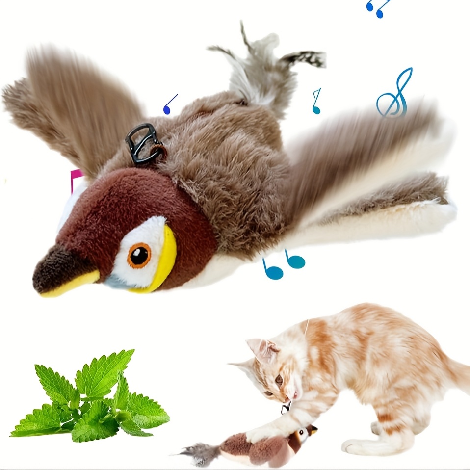 Juguete Interactivo Recargable para Gatos - Pájaro * con * Batiendo y * de  Chirrido * Mascota Activada por * Regalo Enriquec