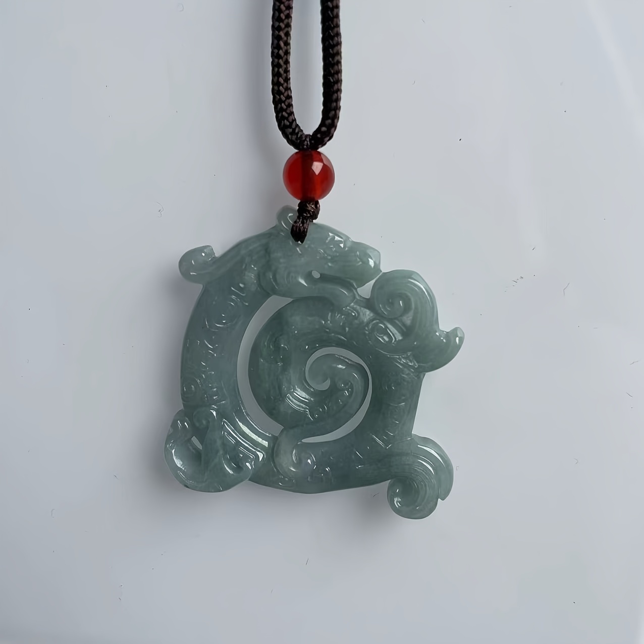 1pc 天然翡翠青水龙吊坠项链，优雅毛衣链，情侣礼物 - Temu Japan