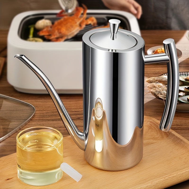 

Stainless Steel Dispenser - Leakproof, Rust-resistant Kitchen Pot With Glass Stopper, 500/700/1000ml Sizes, Ideal For Seasoning & Cooking