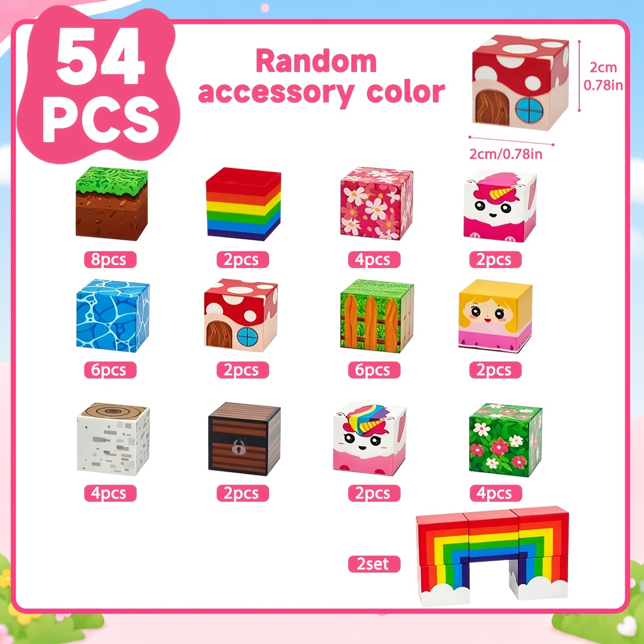 Magnetic Unicorn Building Cubes for Kids, STEM Sensory Stacking Toy