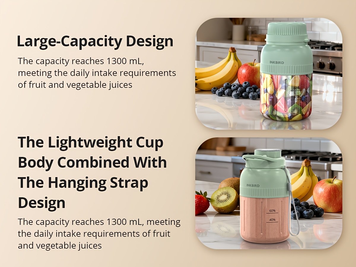 A Portable Juicing Cup with a Large Capacity, This Multi-Functional Juicer Is Perfect for Making Personal Milkshakes And Smoothies. It Features 32 Precision Blades And Holds Up to 43.96oz. It'S Easy to Clean And Ideal for Use While Traveling