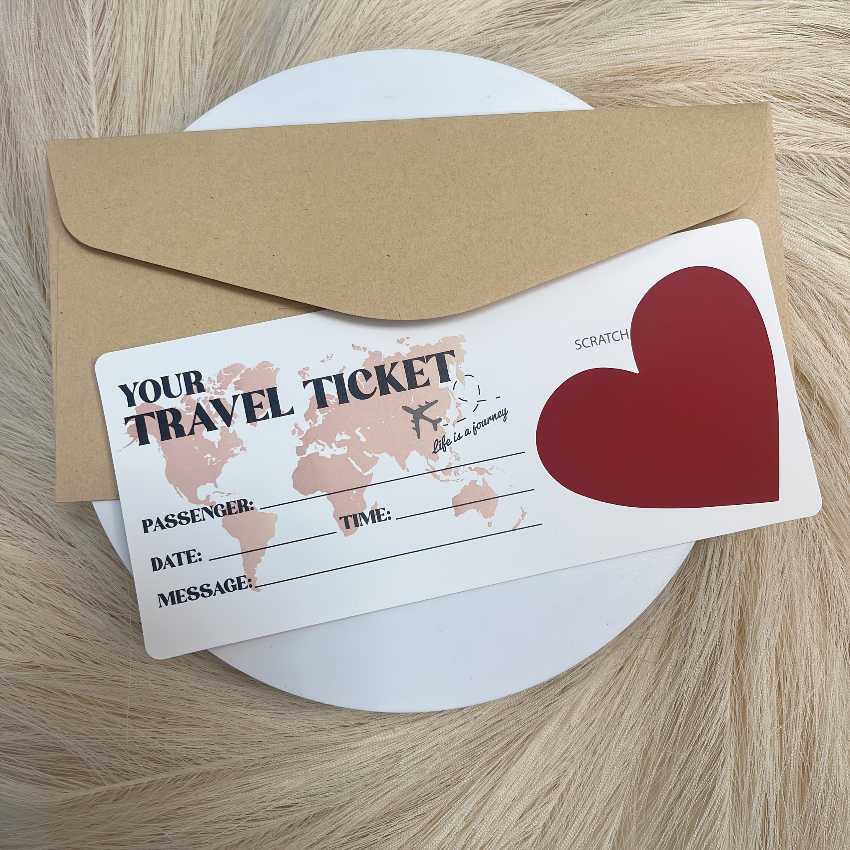 Image of 2 Sets Scratch-off Surprise Boarding Cards With Envelope - Scratch-off Reveal Flight , For Birthday, Christmas, Wedding, Anniversary, Valentine's Day Favors, & Travel Surprise Games