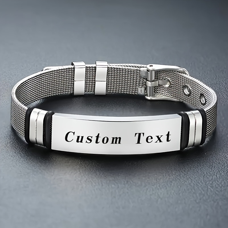 Customized Bend Plate Watch Chain, Engraved Gift