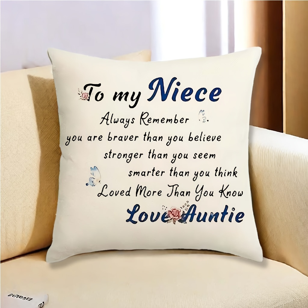 

1pc, Aunt To Niece Inspirational , Pillowcase , , For Types, Decorative 18x18 - Polyester, Not Included