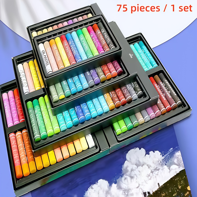 1 Set Of Soft Oil Crayons With 75 Crayons And 72 Colors, Including White. Suitable For Art Painting, Sketching,…: retailer-supplied image