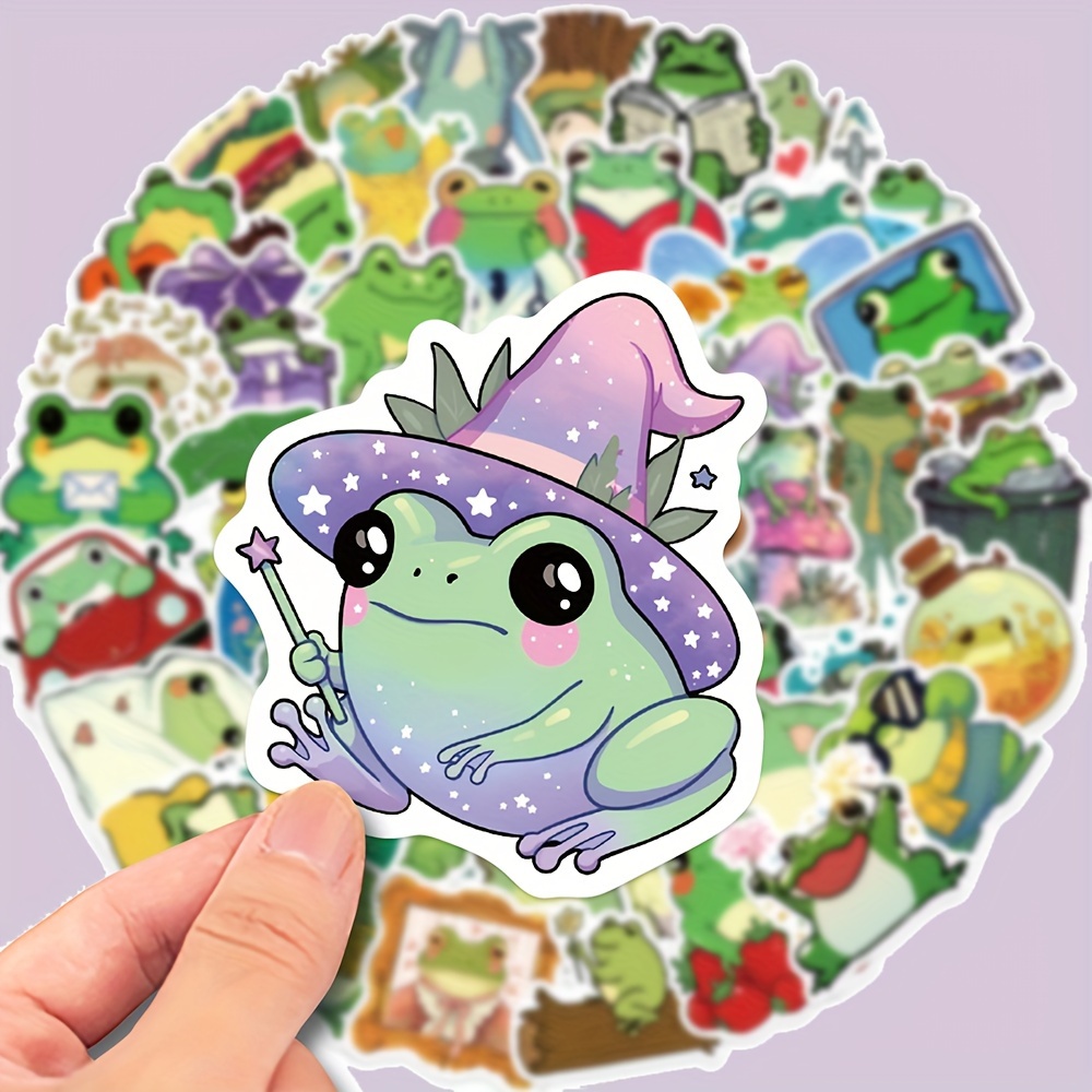 50pcs Cartoon Frog Doodle Stickers For Decoration On Guitars, Laptops, Luggage, Computers, Motorcycles, And Skateboards