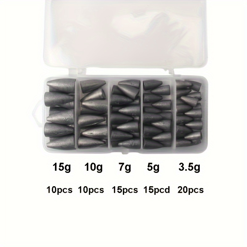 Image of Jsfun 70pcs/box Fishing Weight Sinkers, 3.5g 5g 7g 10g 14g -shaped Sinker, Fishing Additions