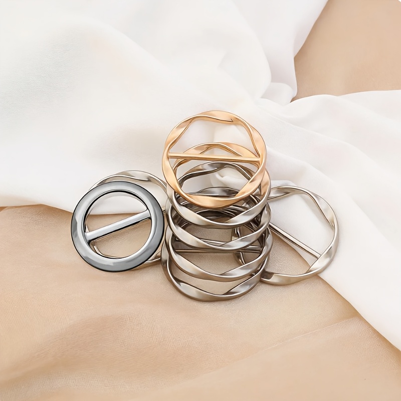 TEMU 5-pack Multifunctional Metal Scarf And T-shirt Clip, Multifunctional Metal Scarf Clip, No-sew Garment Fastener, Women's Fashion Round Ring ,