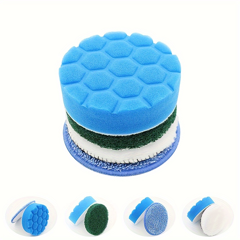 

4PCS Têtes de Brosse de Nettoyage Électrique, Éponge de Hexagonale, Disque de Roue de Polissage, Tampon à Récurer pour le Polissage et le Polissage de Voiture