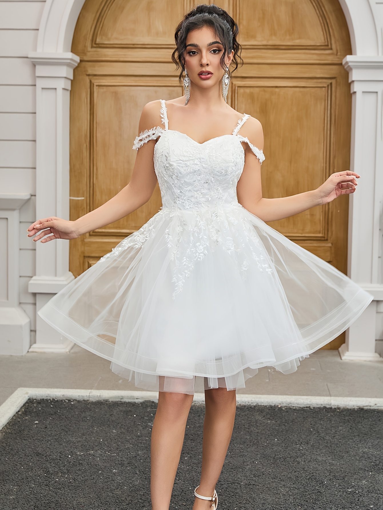 chinese dress ladies Short Lace Wedding Dress Aditi US 14 main image 0