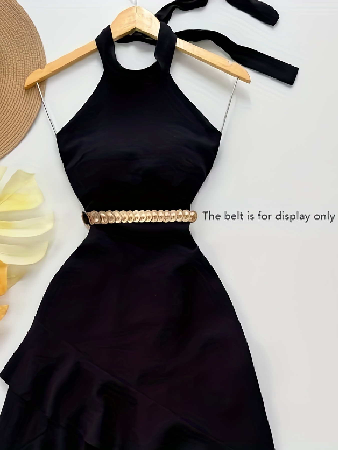 halter tie long dress asymmetrical slit ruffle evening - Temu Bahrain