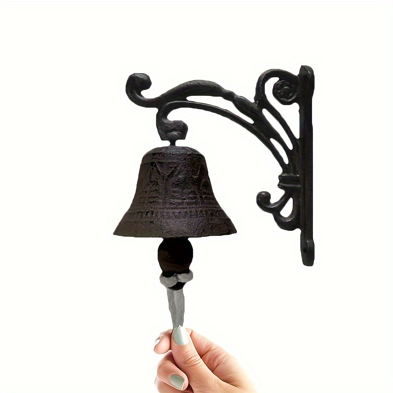 

1pc Cast Iron Dinner Bell, Vintage Bohemian Style, Black Metal, Outdoor Courtyard Front Door Porch Wall Hanging Welcome Bell, Antique Retro Home Decor