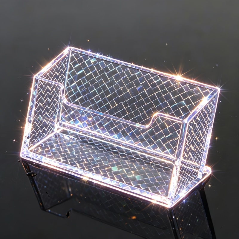 TEMU 1pc Clear Acrylic Business Card Holder, Desk Organizer Display Stand, Multi-functional Beads Storage Box, Office Essential , For Cards Jewelry