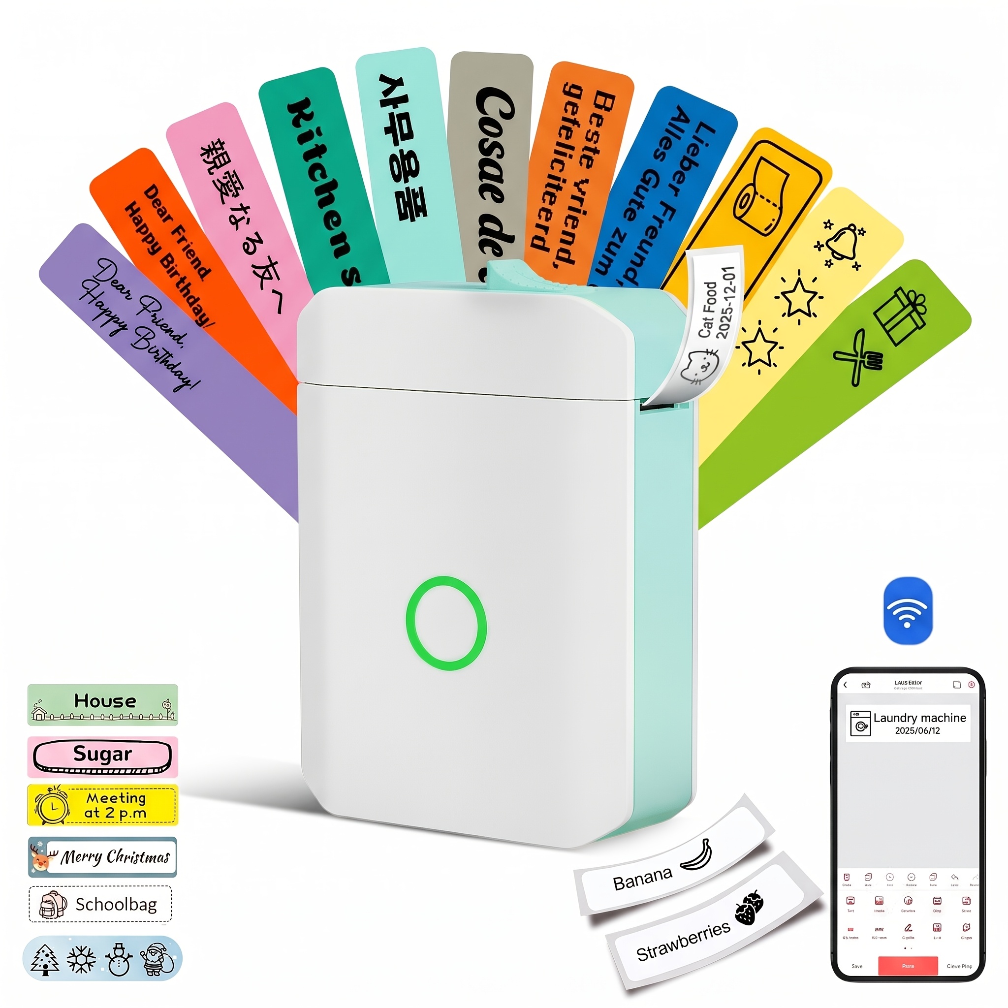 TEMU Compact Portable Wireless Mini Thermal Printer With Tape, Wireless Label Maker Includes Usb Cable And Inkless, Usb Rechargeable Printer, Ideal