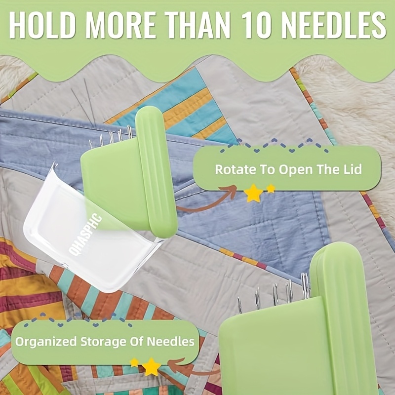 portable travel magnetic sewing needle case   sewing sharp needles magnetic needle holder ultra magnetic mini needle storage box suitable for handicrafts green details 2