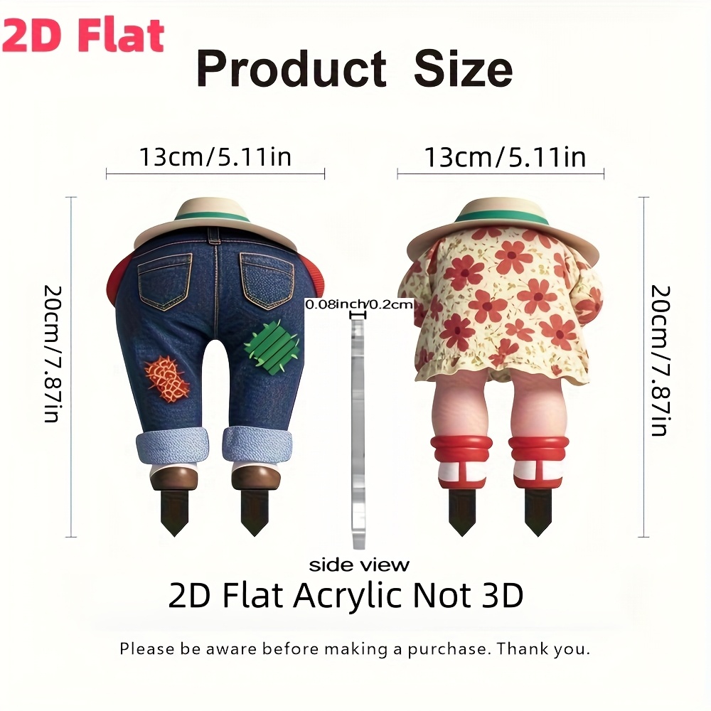 TEMU 2d Flat, [2d Flat] 2d Flat Printed, 2pcs Rustic Farmhouse Garden Stakes - Outdoor Yard Decor Garden Stakes, Potted Plant Installation, No