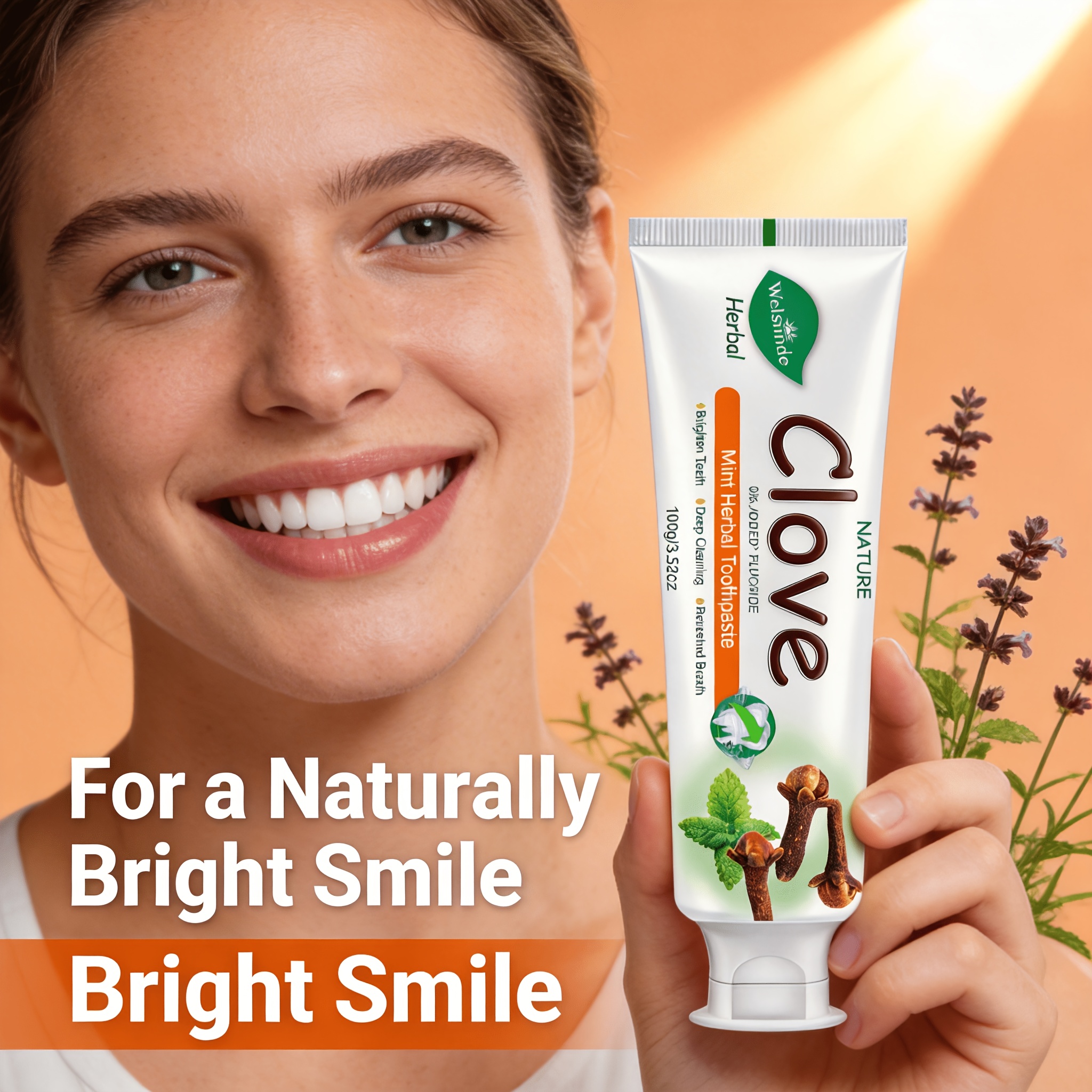Set of 2 Clove Mint Herbal Toothpaste, No Added Fluoride, Natural Deep Cleaning And Whitening, Refreshing Minty Breath, Herbal Ingredients for Gum Health, Gentle Formula, Travel-Sized Daily Oral Hygiene Gift for Both Men And Women