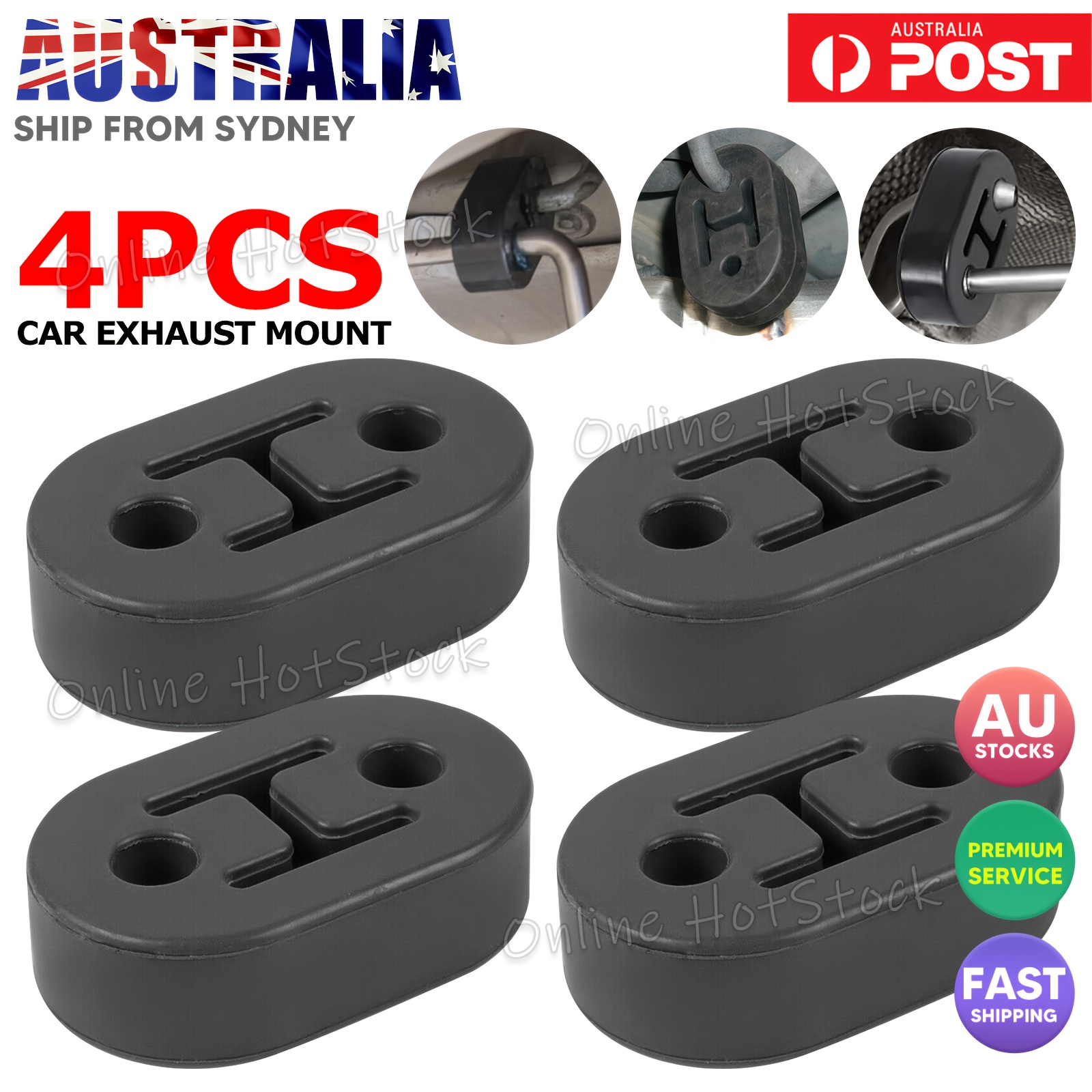 TEMU Set Of 4 Adjustable Black Polyurethane Rubber Exhaust Mounts For Mufflers