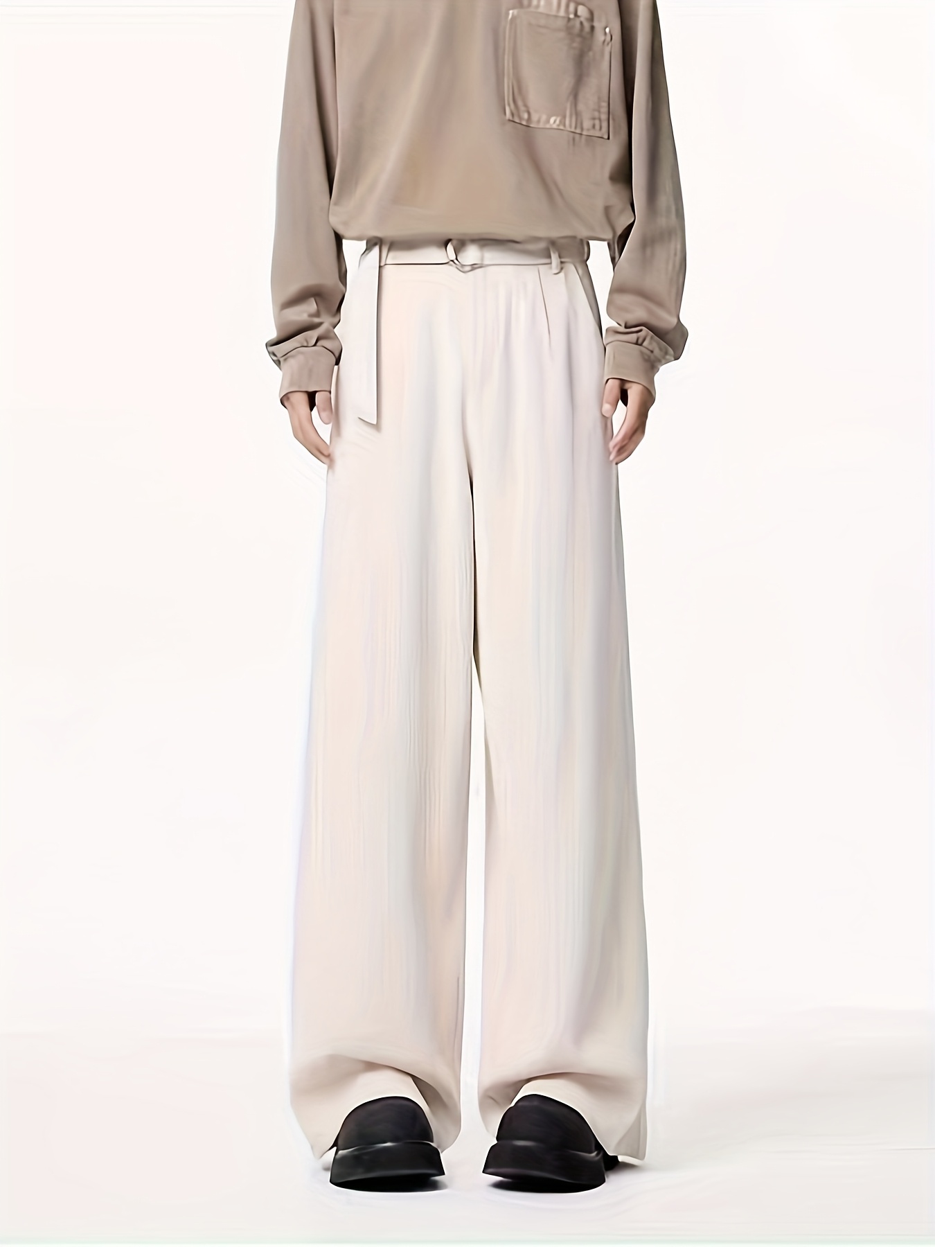 classic wide-leg trousers, men's dress pants in camel shade, style, vintage  wealth aesthetic | Free Shipping On Items Shipped From Temu | Temu