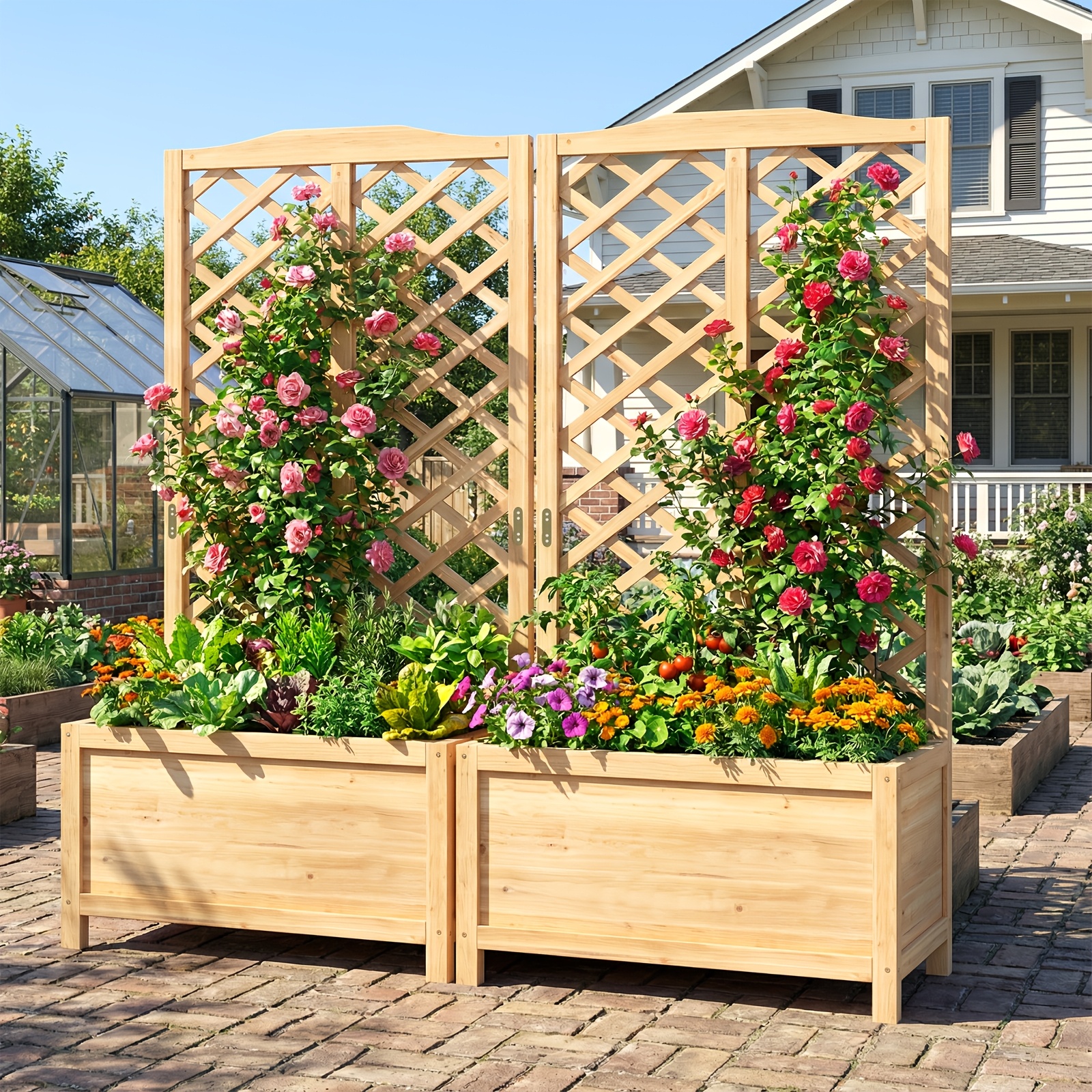 raised garden bed trellis freestanding elevated planter box - Temu