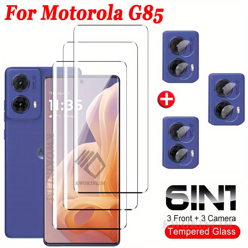 TEMU 6-pack 3+3 Suitable For Motorola G85 Curved Screen Tempered Glass, Suitable For Moto G85 Camera Lens Protector