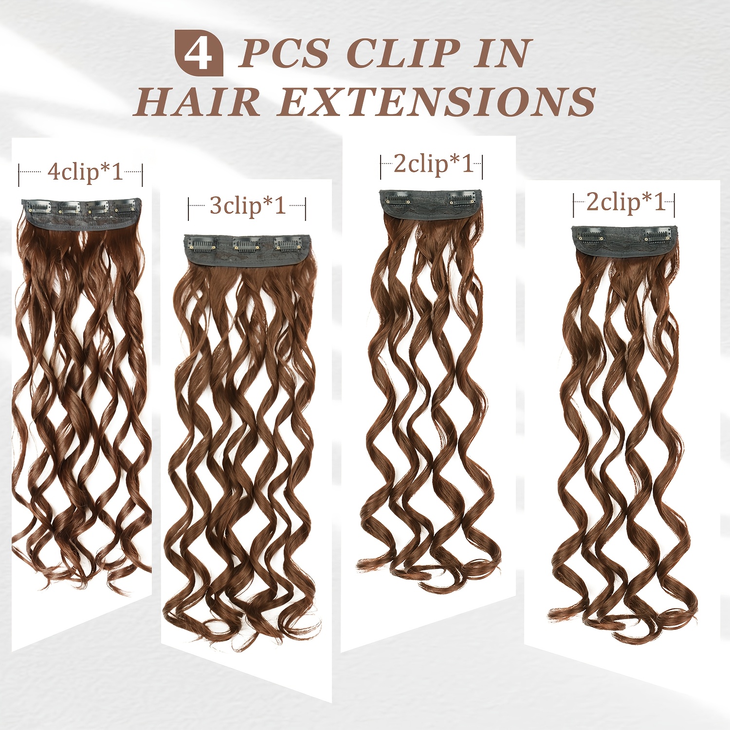 4pcs clip in hair extensions 20 inch long wavy synthetic fiber wigs body wave style for   for daily use and halloween celebrations   use elegant wavy hair synthetic fiber wigs hair wigs details 0